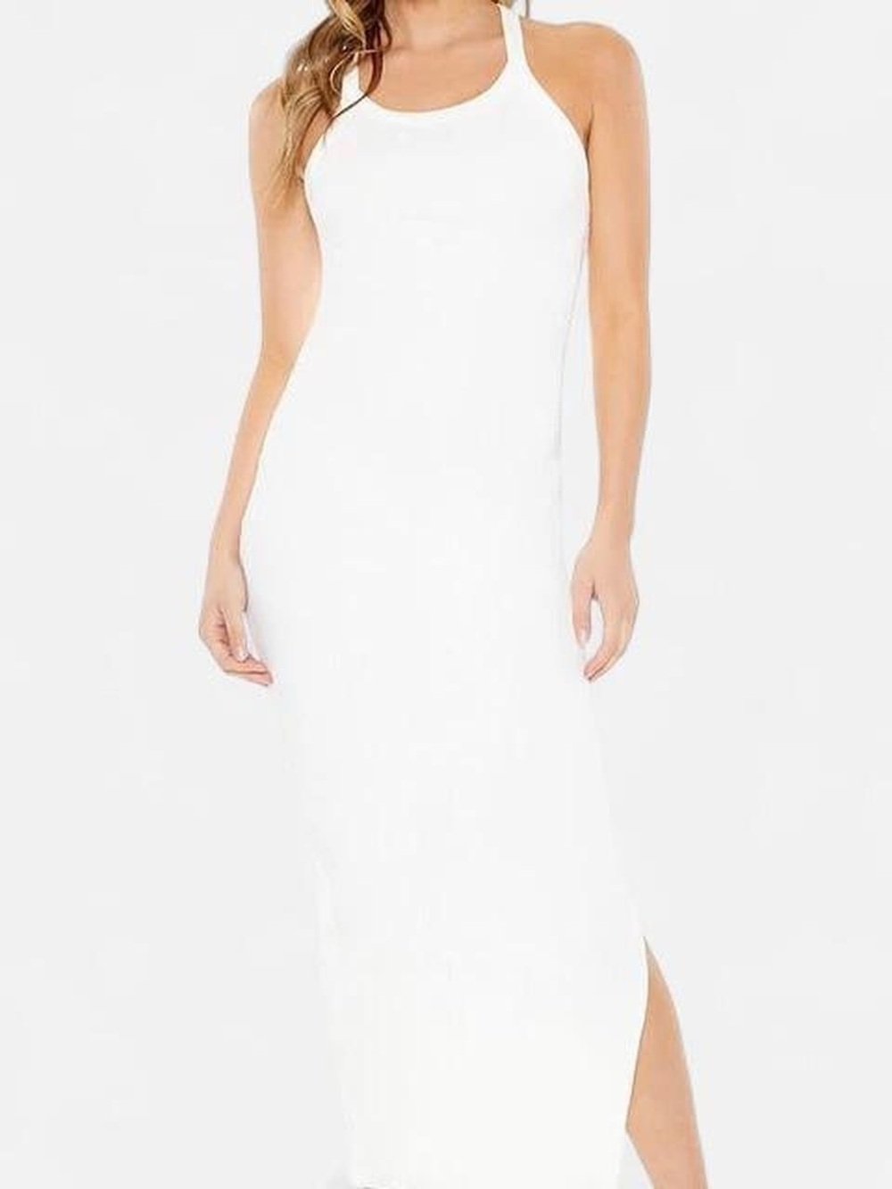 Forever 21 White Racerback Maxi Dress with Side Slit